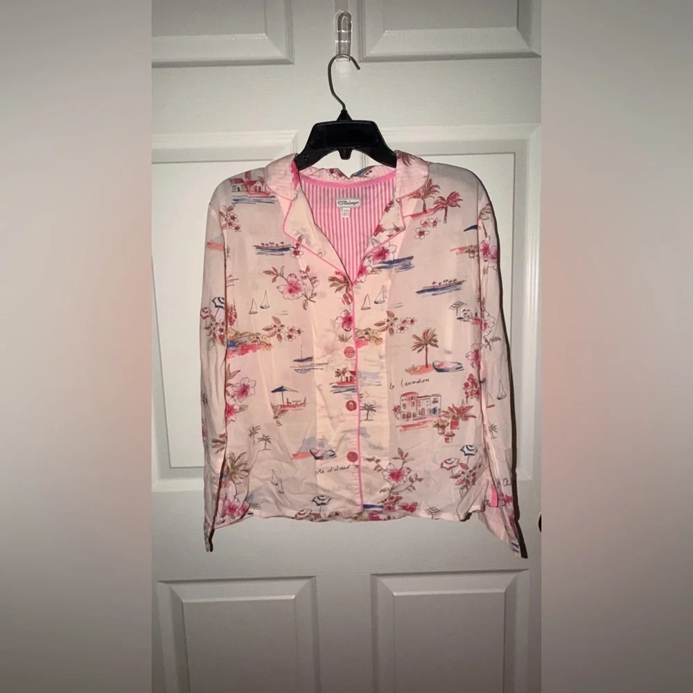 PJ Salvage Pajama Set Size S Pink Beach Print 2PC Sleep & Lounge - Picture 2 of 13